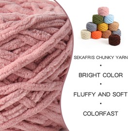 Fluffy Chenille Chunky Yarn for Crocheting 100g(65.6yd) - Baby Yarn for Crocheting Soft - Velvet Yarns for Crochet Blanket - Amigurumi Crochet Yarns（Dark Pink
