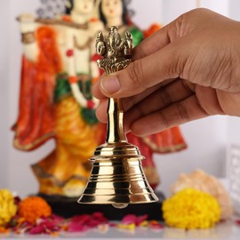 Hand Bell Brass Handmade Ganesh Bell Pooja Wedding Events Bell (13 cm)