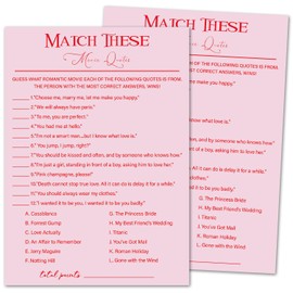 ZSHFMY Bridal Shower Games Cards for 30 Guests, Funny Party Games for Wedding Shower Engagement Newlywed Wedding Reception, Bridal Shower Games Set - Match These Movie Quotes -008