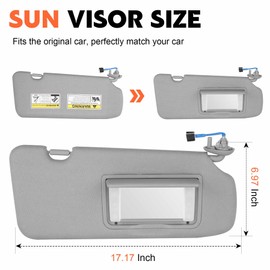 Gray Driver Left + Passenger Right Side Sun Visor Replacement Compatible with Honda CRV 2017 2018 2019 2020 2021 2022 with Light Replace 83280TLAA12ZB 83230TLAA12ZB