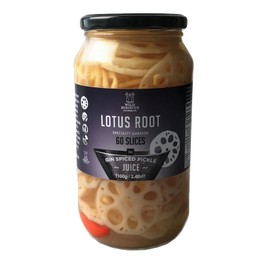 Wild Hibiscus Flower Company Lotus Root | 60 slices Specialty Garnish in Gin Spiced Pickle Juice | Gluten Free, GMO-Free, Vegan OK, 2.4 lbs