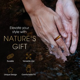 WHITESTONE JEWELRY CO. Maya Stone Ring Collection | Natural Stone Band for Women and Men | Stackable Ring | 6mm Wide (Toltec - Tiger Eye, 8)