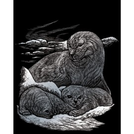 Royal & Langnickel - Scratch Picture Seal & Babies, Silver, Scratch Pictures for Children and Adults, with Scratch Pen and Template