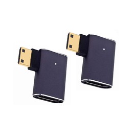 Kework 2 Pack 8K UHD Mini HDMI Adapter, 48Gbps 3D Mini HDMI 2.1 Version Converter, 90 Degree Right Angle Mini HDMI 2.1 Male to HDMI 2.1 Female Extension Adapter Extender Connector Coupler, 8K@60Hz