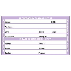 Emergency Medical Condition and Contact Wallet ID Card - with self-Laminating Wallet Pouch (Purple)