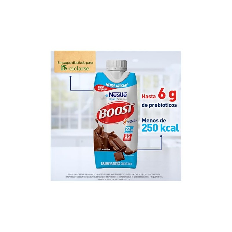 Boost Menos Azúcar Suplemento Alimenticio Mix de Sabores 12 pzas