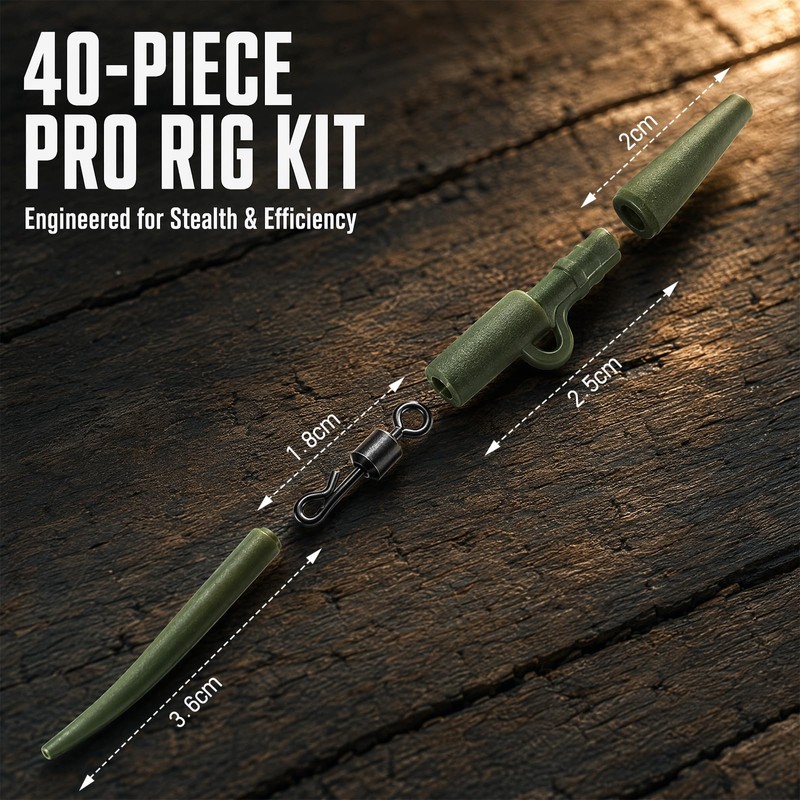 Msjuwek 40Pcs Carp Fishing Tackle Set, Complete Carp Rig Kit