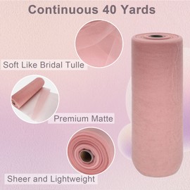 Dusty Rose Tulle Fabric Roll Spool Bolt (54 Inch by 40 Yards) Large Tulle Wedding Party Decoration, Tutu Skirt, Table Runner, Gift Wrapping, Bridal Shower, Soft & Drape (Dusty Rose)