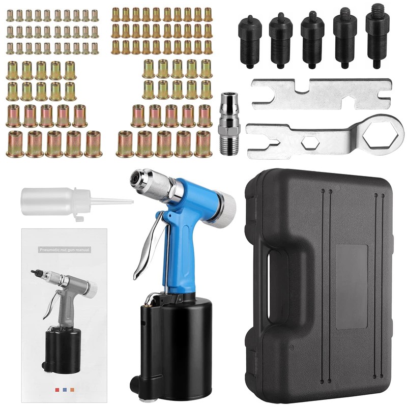 AUTOUTLET Heavy Duty Pneumatic Rivet Nut Gun with 100PCS Rivet