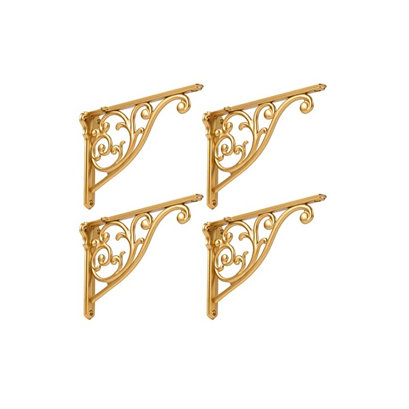 Khtumeware Gold Shelf Brackets 10 Inch 4 Pack Heavy Duty