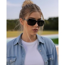 SIPHEW Large Sunglasses Women's Polarised Vintage Retro Design Glasses with Large Polarising Mirrored Lenses UV400 Protection