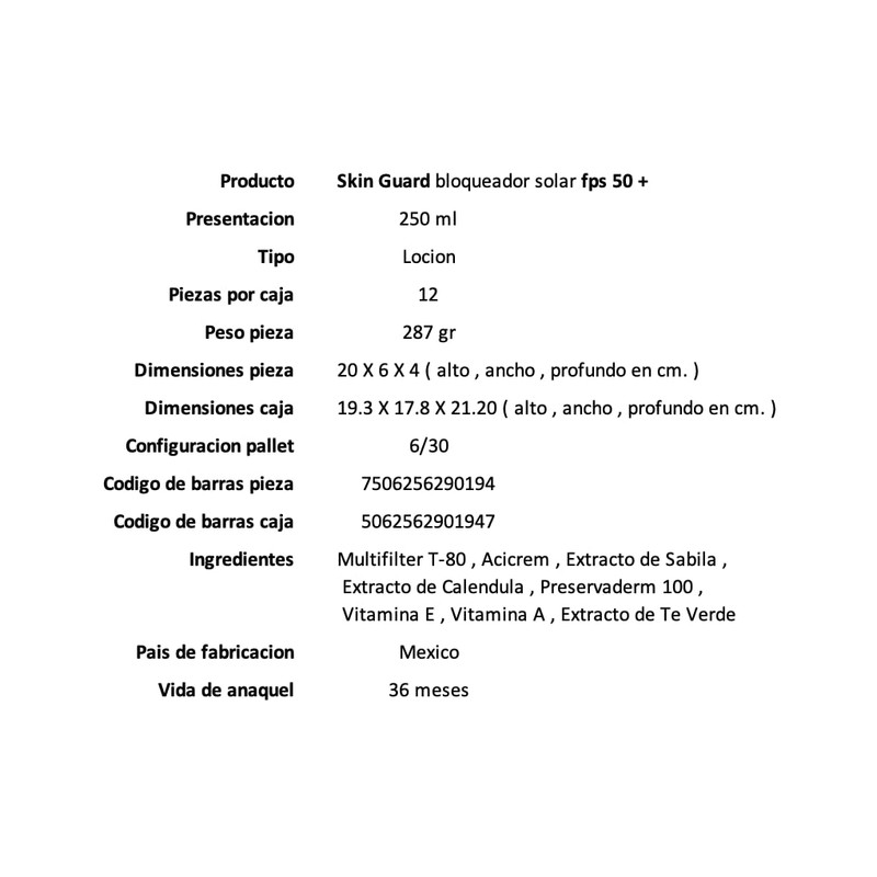 Protector Solar Corporal Fps 50+ 250 ml Biodegradable con Aloe