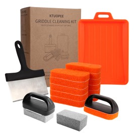 Upgraded Griddle Cleaning Kit for Blackstone 18 Pieces Flat Top Grill Accessories Cleaner Tool Set with Scraper, Heat-Resistant Silicone Spatula Mat with Hanger, Grill Brick, Scouring Pads