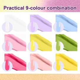 U-Shinein Gradient Painting Gel, 9 Bright Colors Ombre Gel Nail Polish Spring Summer Light Pink Blue for Pigment Pat Nails Aura Nails, French Manicure DIY Nail Art Long Lasting Palette Fairy Spring