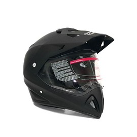 MMG Dual Sport Off Road Motorcycle Full Face Helmet Dirt Bike ATV Flip-Up Visor (Model 23) - Matte Black, Small