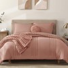 Monbix Queen Comforter Set - 7 Pieces Clay Pink Bed