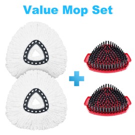 Mop Replace Head for O Cedar, Mop Heads Replacements for Ocedar, Spin Mop Replacement Head for Ocedar Easy Wring 1 Tank Spin Mop, Include 2 Pack Spin Mop Refills & 2 New Scrubber Mop Head for Ocedar