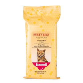 Burt's Bees for Pets Anti-Hairball Wipes for Cats, Sunflower Oil and Wheat Germ Oil, 98% Natural Origin, Cruelty-Free Cat Hairball Remedy Wipes, pH Balanced, Made in the USA, 50 Count