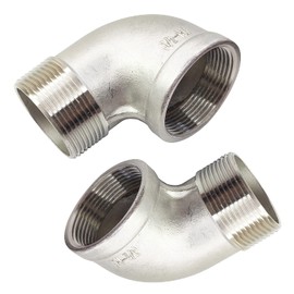 LOZOME 1-1/2" NPT Female x 1-1/2" NPT Male 90 Degree Street Elbow Stainless Steel 304 Threaded Cast Pipe Fitting（Pack of 2）