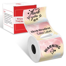 Phomemo M110 M120 M200 M220 M221 M250 M150 Label Printer Thermal Labels Round Labels 50 mm x 50 mm for Price, Address, Name, Logo, Barcode, Thank You Card, Rainbow Starry Sky Labels, 1 Roll