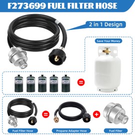 Propane Fuel Filter F273699 with 6FT Hose and QCC1/Type1 Adapter Connect 20-45 lb Propane Tanks, Propane Adapter Hose, Compatible with Mr heater Buddy and Big Buddy