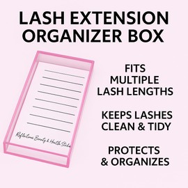 Acrylic Eyelash Storage Box - Eyelash Extension Organizer Box - Lash Organizer Tiles for Lash Extension - Perfect for Eyelash Holder, Eyelash Case and Eyelash Storage Case (pastel pink & white)