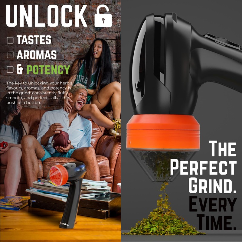 Mamba Lite 0.75g Orange All-Plastic Head USB Electric Herb Grinder.