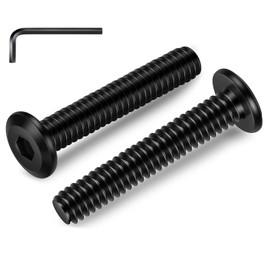 MewuDecor 5/16-18 x 2-1/2" Flat Head Socket Head Screw Furniture Bolts Countersunk Connector Screws, Stainless Steel 18-8 (304), Black Oxide, Fully Threaded, 10 PCS