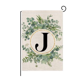 wyooxoo Monogram Letter J Floral Garden Flag 12x18 Inch Double Sided Outside Outdoor Family Last Name Initial Yard Flag (J)