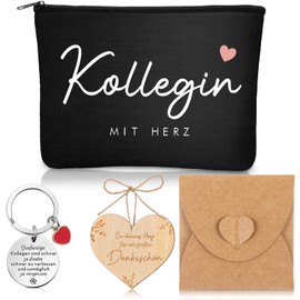 Xuniea Farewell Gift Colleague Cosmetic Bag Farewell Keyring Thank You Wooden Sign with Envelope Thank You Colleague Gift for Retirement Job Change Favourite Colleague