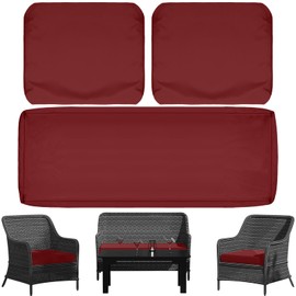 3 Pack Patio Seat Cushions Replacement Covers, Waterproof Outdoor Loveseat Cushion Covers - Anti-slip Wicker Furniture Cushion Covers Fit for 4-Seater Rattan Patio Conversation Sofa Set, 36x18x2