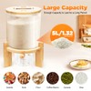 Glass Rice Dispenser with Airtight Lid, Wooden Stand & Measuring