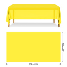ELECLAND Yellow Plastic Table Cover 137 x 274 cm Yellow Plastic Tablecloth Rectangle Yellow Table Cover for Indoor or Outdoor Wedding, Birthday Party Decorations