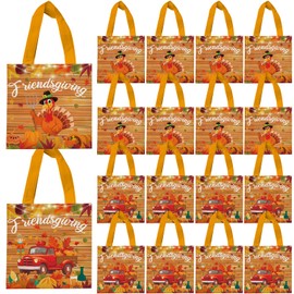 VDESFUEBY 20Pcs Friendsgiving Gift Bags Non-woven Treat Bags, Friendsgiving Goodies Candy Bag with Handle Reusable for Friend Guest Autumn Fall Party Favor Bag