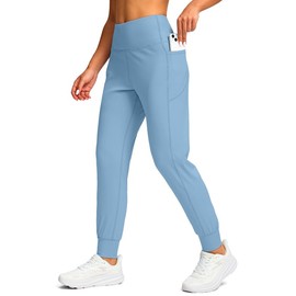 Viodia Women's Joggers with Pockets High Waisted Athletic Workout Yoga Jogger Pants for Women Tapered Sweatpants Sky Blue