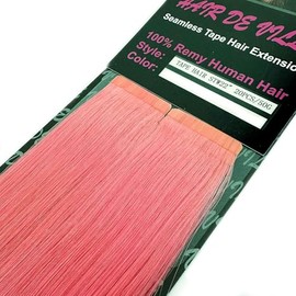 20 Pcs X 22" Inches Tape In Remy Seamless Skin Weft PU Human Hair Extensions # Light Pink