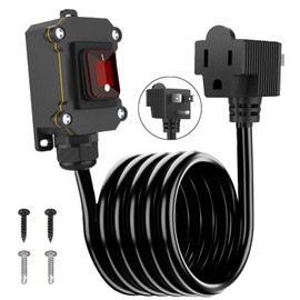 PAGUO Inline Cord Switch with 14AWG Cable, Outdoor Extension Cord Switch with Piggyback Plug (3-Pronged), IP67 Waterproof Inline Power Switch with Red LED Rocker Button, Heavy Duty AC/DC 20A-125V