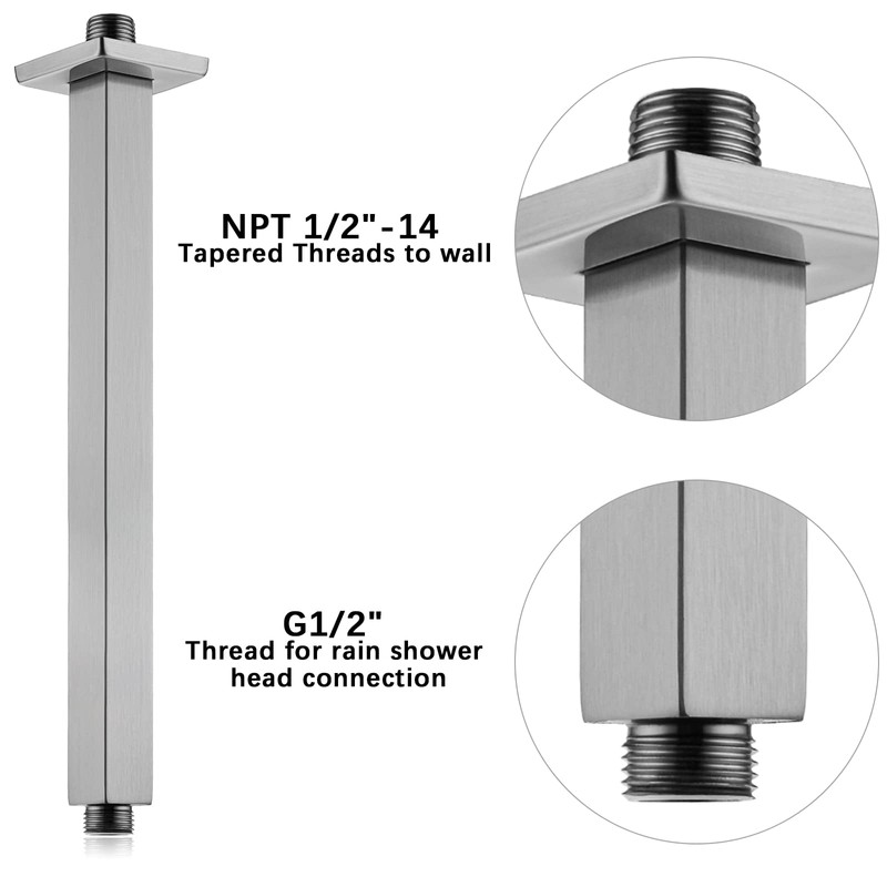 Anpean 12 Inch Square Ceiling Mounted Shower Arm and Flange