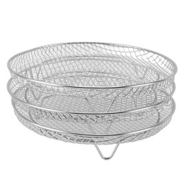 Ayayu 3 Stackable Air Fryer Rack, Multi Layer Dehydrator Racks Fryer Replacement Accessories, 304 Stainless Steel Air Fryer Square Tray for Cosori Nuwave Foodi Grill (Round), Ayayua14mdr7p36-11