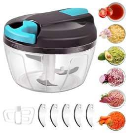 Domkan Onion Slicer 520 ml, Manual Onion Cutter with 3 Stainless Steel Blades, Extra 5 Slices and 1 Mixer, Onion Cutter, Onion Cutter with Slice