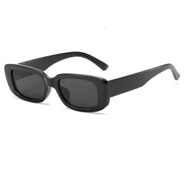 IKANOO - anteojos de sol rectangulares retro para mujeres y hombres, montura cuadrada pequeña, moderna Y2K 90, color negro, Negro -, 60mm