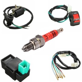 Wiring Loom Off Switch Coil Spark Plug 5 Pcs Set Switch Ignition Coil for Pit Bike 110 125 140cc