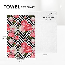 Cukemip Pink Floral Kitchen Dish Towels Peony Rose Flower Hand Towels Set of 2 Housewarming Home Farmhous Holiday Decor Gifts 16"x24" Absorbent Drying Cloth Tea Towels