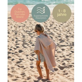 molis&co. Bath Poncho for Children Aged 7-8 Years. Zinnia Hooded Beach Towel. Lightweight and Compact Bathrobe for Children (Oeko-Tex 100).