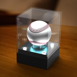 BOHOIDEE Acrylic Baseball Display Case with LED Light, Clear Light up Baseball Case, UV Protected Baseball Holder Display Case, 7 Colors Changing Baseball Stand Baseball Cube for Memorabilia Baseball