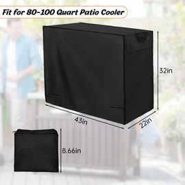 Patio Cooler Cart Cover, Fits for Most 80-100 Quart Rolling Cooler Cart, Waterproof Patio Ice Chest Protective Covers for Outdoor Bar Cart,43L X 22W X32H in
