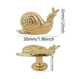 Decorative Snail Cabinet Knobs, Vintage Metal Snail Shape Knobs Pulls Handles Single Hole for Door Drawer Cupboard Closet, Antique Dresser Knobs Kitchen Home Hardware Furniture Handle 4Pcs (Gold)