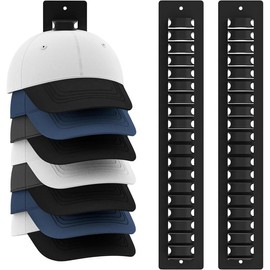 3-in-1 Wall Hat Rack Organizer for Closet Bedroom RV - Stores 19 Caps with Dual Mount & Space-Saving Design - Color: Black, Size: 1-PACK