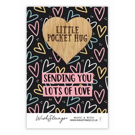 “Sending You Lots of Love” Pocket Hug Keepsake Token | Long-Distance Friendship Gift | Sentimental Thinking of You Token | Thoughtful Gift for Friends and Loved Ones | Wooden Keepsake Token of Love