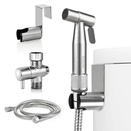 HASTHIP® Rociador de bidé para Inodoro de Mano,Acero Inoxidable 304,presión Agua Ajustable Manguera antifugas Montaje en Pared o Tanque Ideal para higiene Personal Limpieza baño